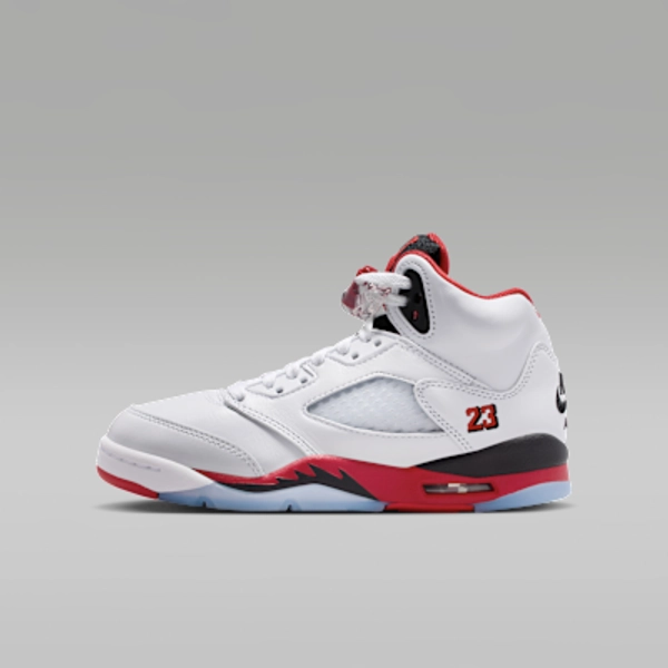 Air Jordan 5 Retro "Fire Red Black Tongue" Big Kids' Shoes