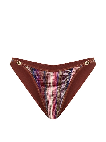 Shimmer Stripe Knit Brazilian Bikini Bottom