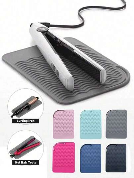 1pc Hot Styling Tool Mat, Universal Size Hair Straightener And Curling Iron Heat-Resistant Mat For Storage And Travel, Hot Styling Tool Mat, Heat Resistant Silicone Hair Styling Mat Storage Heat Insulation Pad For Hair Straighteners, Flat Irons, And Curling Irons, Protect Your Hair Styling Tools With This Non-Slip Silicone Heat Insulation Pad For Restaurant Hotel Commercial