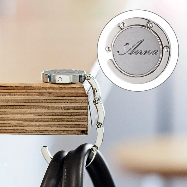 Handtaschenhalter mit ausklappbarem Haken - mobiler Taschenhalter