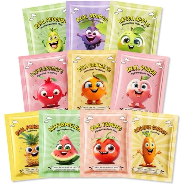 10 Pack Fruit Face Masks for Kids