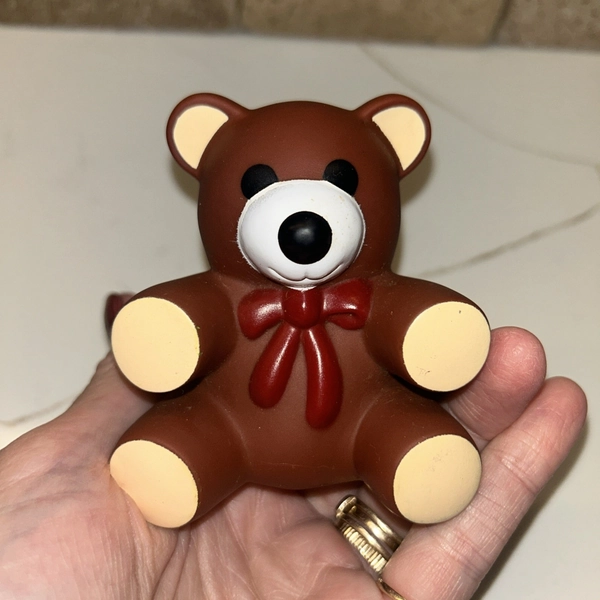 1985 Vintage Baby Toy Brown Teddy Bear Ross Laboratories Squeaker Squeaky 80s
