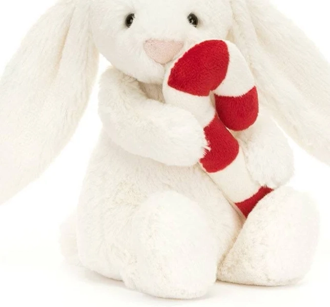 JellyCat Bashful Bunny with Candy Cane