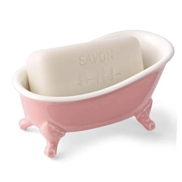 Aoibox Ceramic Mini Decorative Clawfoot Bathtub Bar Soap Dish Kitchen Sponge Holder