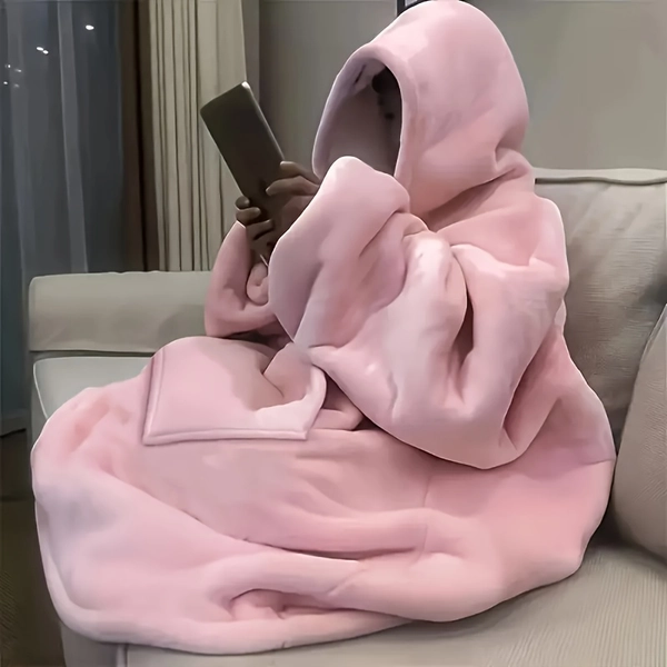 Soft Double-sided Wearable Hoodie Blanket Pajamas - Comfortable Over Sized Hooded Blanket with Kangaroo Pockets, Machine Washable Christmas Gifts Valentine's Day, Suitable for Office, Festival, New Year's Gift