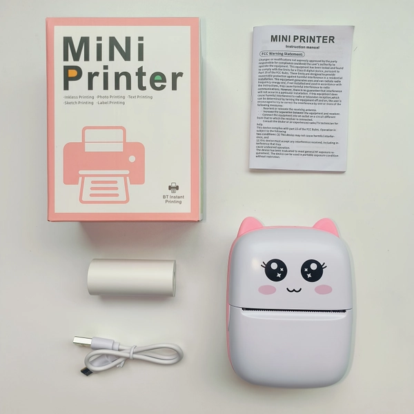 Mini Printer with Paper - Portable Thermal Label Maker, 203dpi, Ideal for Notes, Diaries, Work, Receipts, and DIY Crafts, Wireless Connection, USB/Battery Powered, Perfect Gift Set
