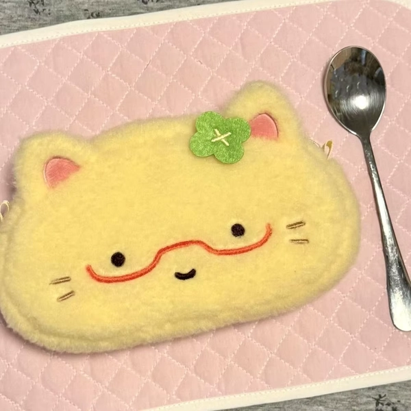 New Omelette Kitten Pen Bag Large Capacity Plush Pencil Case Multifunctional Cartoon Stationery Bag School Pencil Case - AliExpress 21