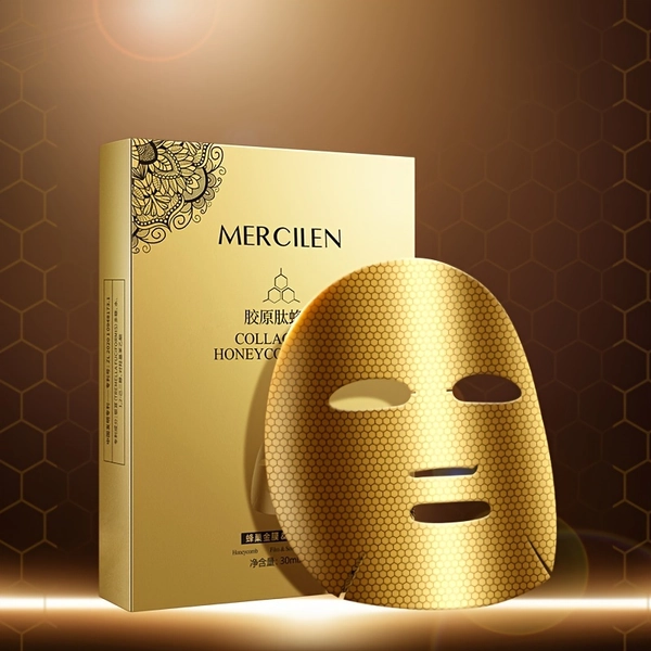 5pcs of Golden Collagen Peptide Mask, Containing Hyaluronic Acid, Niacinamide And Other Ingredients, Brightening, Moisturizing And Nourishing, Leaving Skin Glowing - Facial Care Products for All Skin Types