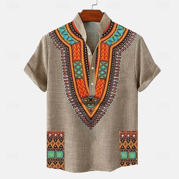 Linen 100% solid color hot selling shirt half cardigan button stand collar solid color shirt linen men's tops European size - AliExpress 200000343