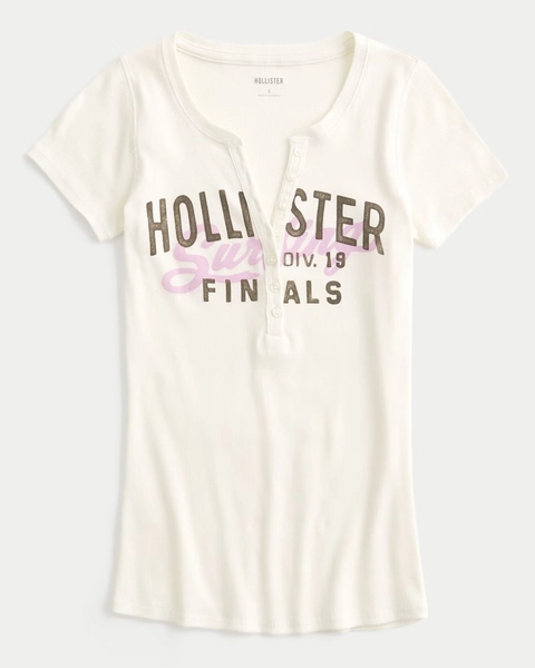Surf Logo Graphic Henley T-Shirt