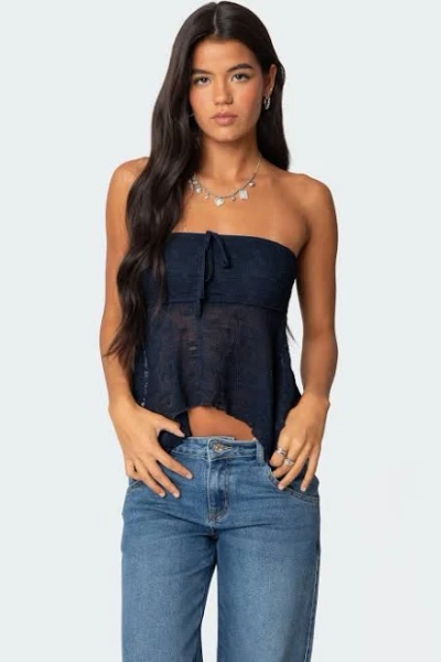 Edikted Women's Embroidered Sheer Strapless Top