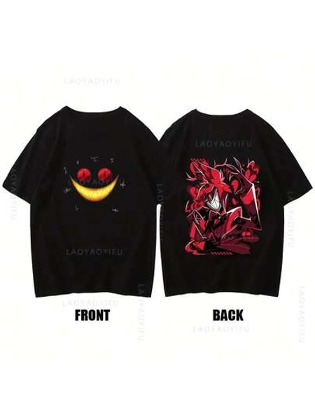 Birthday Gift Hazbin Hotels Alastor Theme Men Pure 100%Cotton Awesome Summer T-Shirt Round Neck Tee