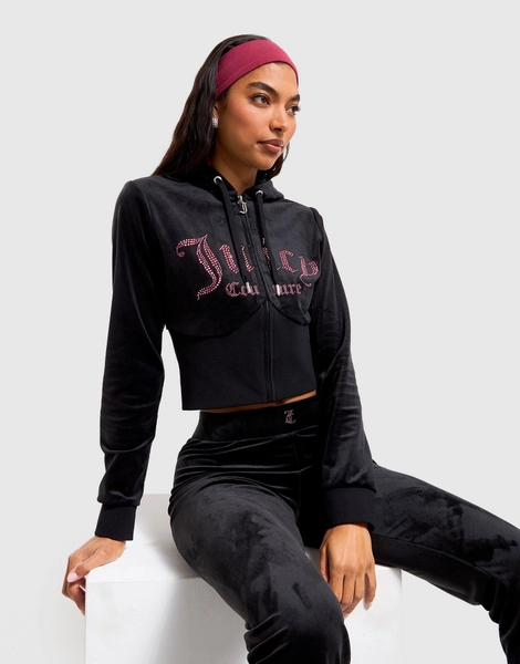JUICY COUTURE Corset Velour Full Zip Hoodie