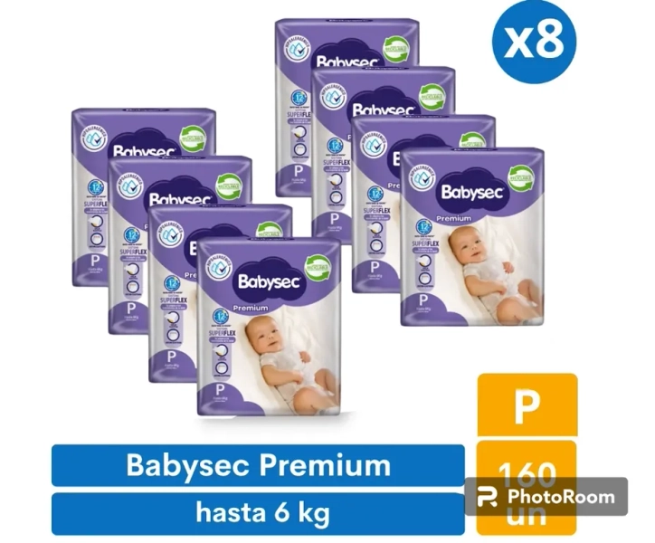 Pañales Babysec Premium P 160 pañales