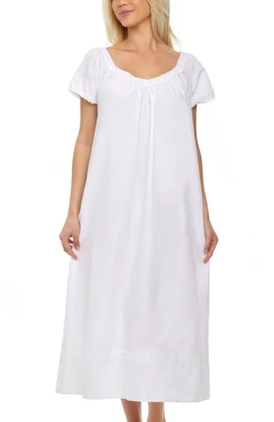 Alexander Del Rossa Women's Victorian Cotton Lace Trimmed Nightgown
