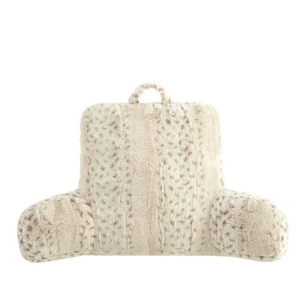 Mainstays Faux Fur Backrest Pillow for Adults, 23"x 30" Snow Leopard