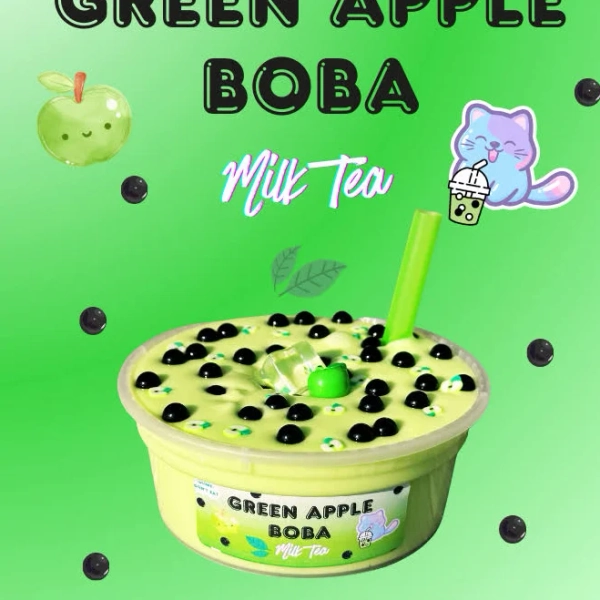 Green Apple Boba - Thick and Glossy Slime 3.5oz Twist off jar - no charms