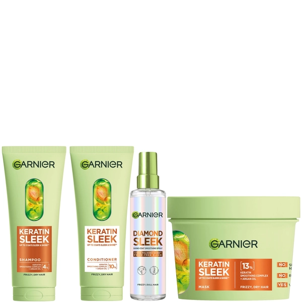 Garnier Keratin Sleek 4-Step Shine Bundle | LOOKFANTASTIC