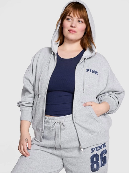 Medium Heather Grey Fleece Zip Up Hoodie