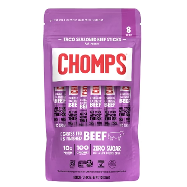Chomps Snack Sticks Taco Beef Sticks - 9.2oz/8ct
