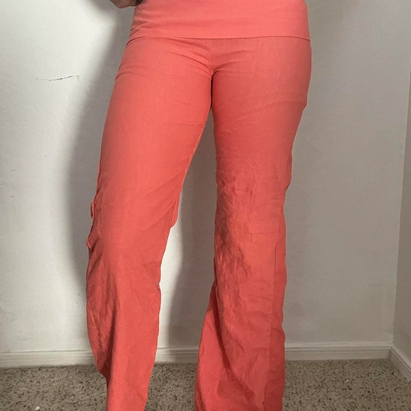 Soft and lightweight coral cotton  linen blend pants...