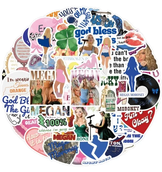 55Pcs Megan Moroney Stickers Am I Okay DIY Stickers Scrapbooking Phone Luggage Skateboard Waterproof