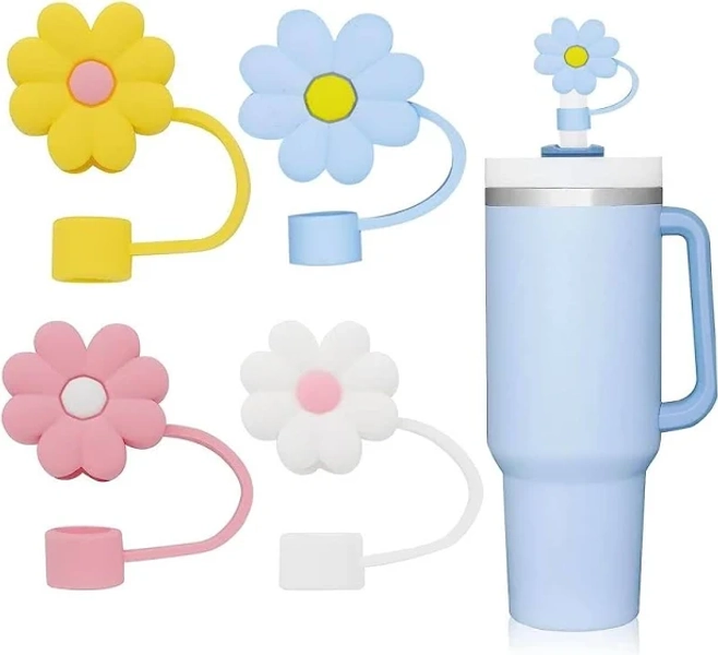 Flower Stanley Straw Topper Cover Stanley Straw Charms Topper Drink Cup Cover for Stanley Accessories Straw Cap Tip Reusable Straw Cover