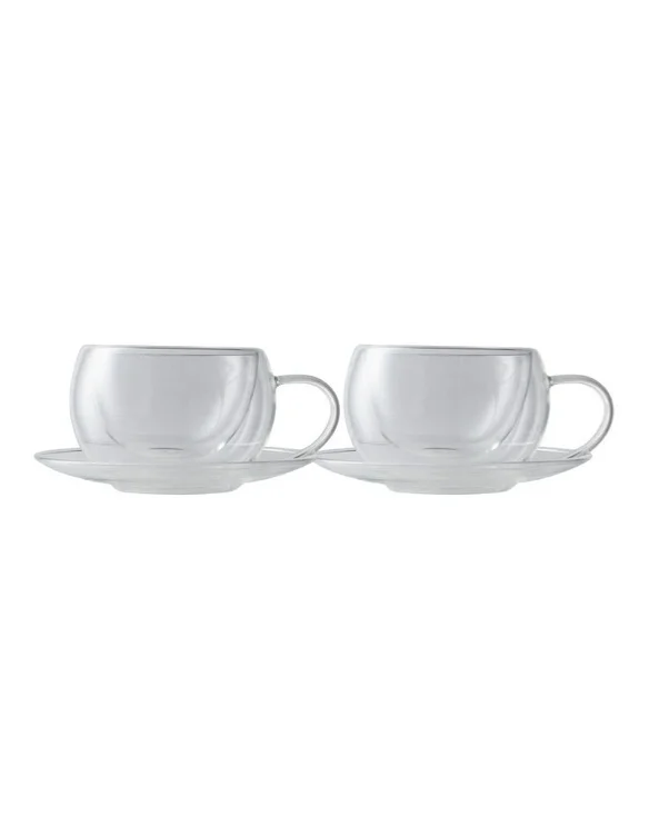 Blend Set Of 2 270ml Double Wall Cup And Saucer in Clear