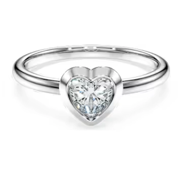 Bague solitaire Eternity, Diamants de synthèse 0,5 ct tw, Forme de cœur, Argent sterling
