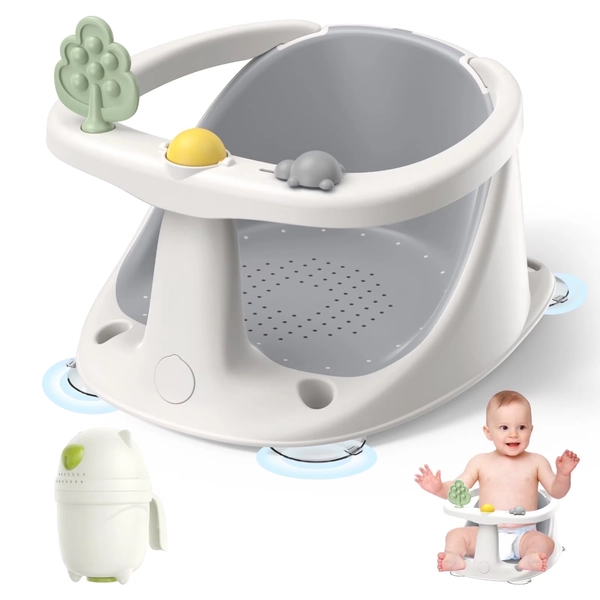 Baby Bath Seat for 6 Months and up - Non-Slip, Comfortable  Bath Seat with Rinse Cup,Baby Bathing Essentials Grey - Walmart.com