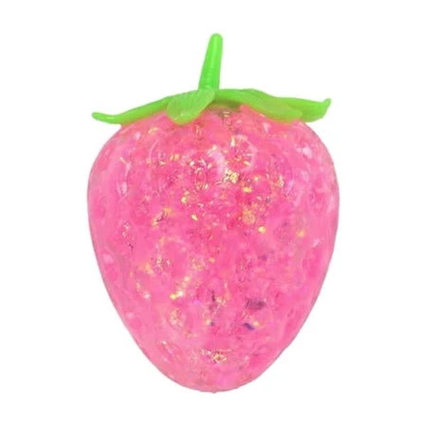 Premium Glitter Strawberry Squishy Stress Relief Toy, Soft TPR Material Sensory Fidget Toy for Desk Decor and Relaxation