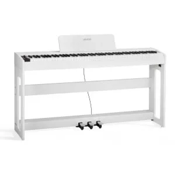VEVOR Piano Digital 88 Teclas, Modo de Teclado Dual, Altavoces, con Atril, Soporte, Pedal de Sostenido, Adaptador CC, 280 Tonos, Conexión Inalámbrica, Principiantes, Blanco, 1310 x 300 x 850 mm
