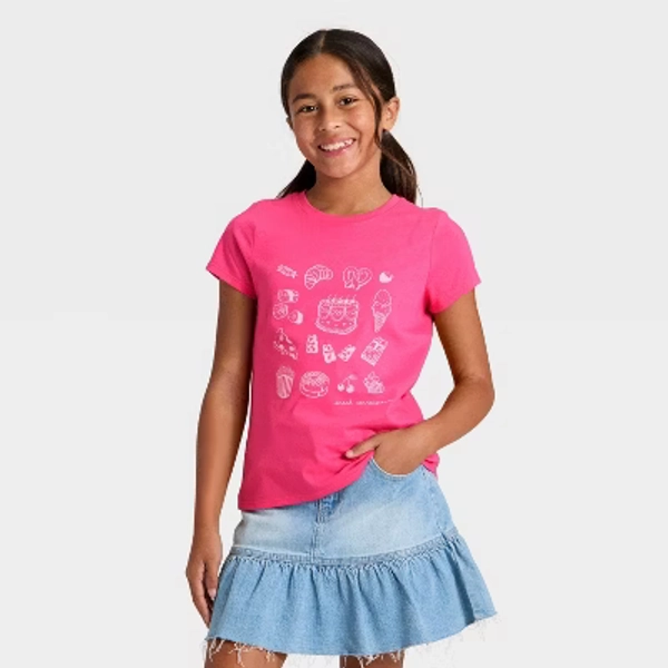Girls' Short Sleeve 'Pastries' Graphic T-Shirt - Cat & Jack™ Pink S