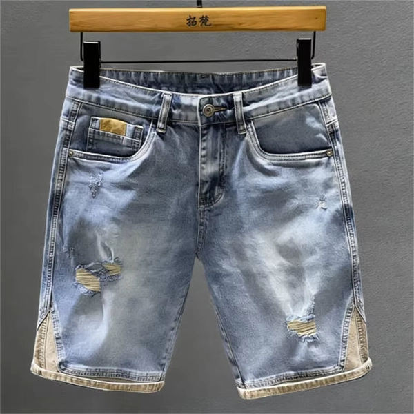 2026 Retro Mens Denim Shorts Summer Distressed Ripped Jeans Casual Lightweight Stretch Shorts Fashion Five Point Pants - AliExpress 200000343