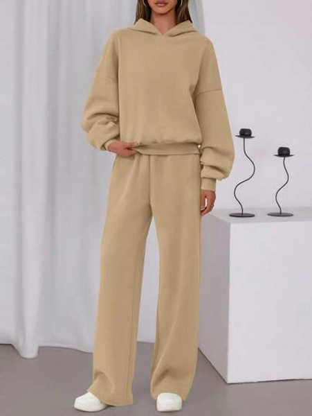 Womens Sweatsuits 2 Piece Set Casual Winter Long Sleeve Hoodie Loose Wide Leg Sweatpants Fall Tracksuit Fall Clothes For Women