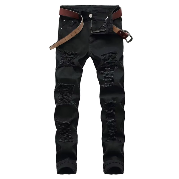 2025 Hole Denim Pants Men's Tide Brand Ruined Hole Jeans Solid Slim All-match High Street Hip Hop Trousers Red White Large Size - AliExpress 200000343