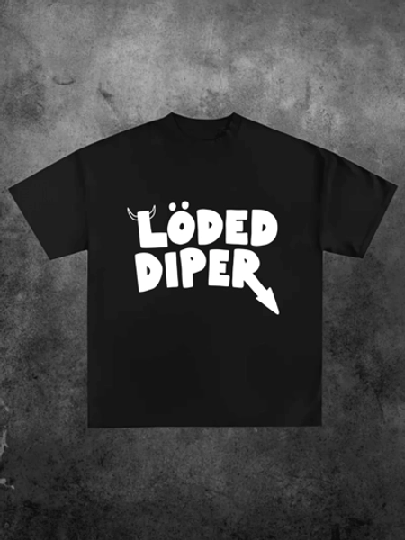 Loded Diper Worn By Rodrick Heffley ,Casual Print,Comfortable And Versatile,Letter Pattern Pure Cotton 220g Printed T-Shirt