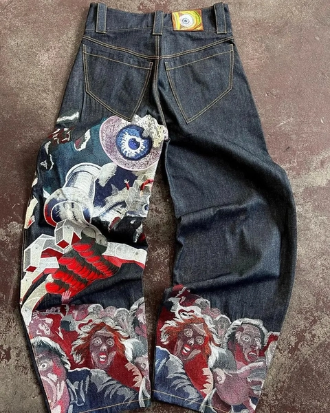 Zingj Y2K Jeans Street Clothing Original Hip-Hop Vintage Neo-Gothic Baggy Jeans