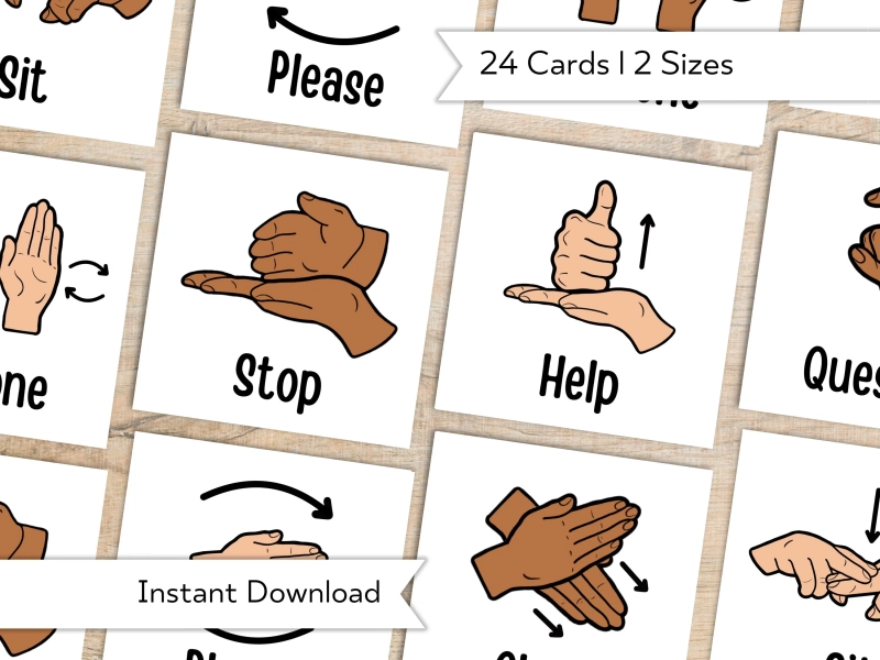 ASL Flashcards - American Sign Language Flashcards - Special Education Resources -  Nonverbal Communication Cards - Speech Flashcards