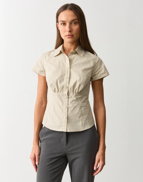 Button Up Short Sleeve Blouse