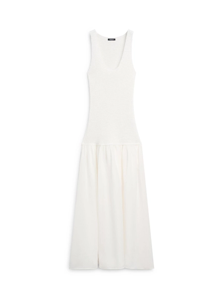 Robe longue combinée en lin - BLANC OPTIQUE