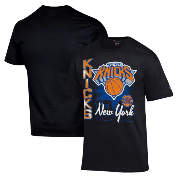 Men's New York Knicks Champion Black Vertical Jersey T-Shirt