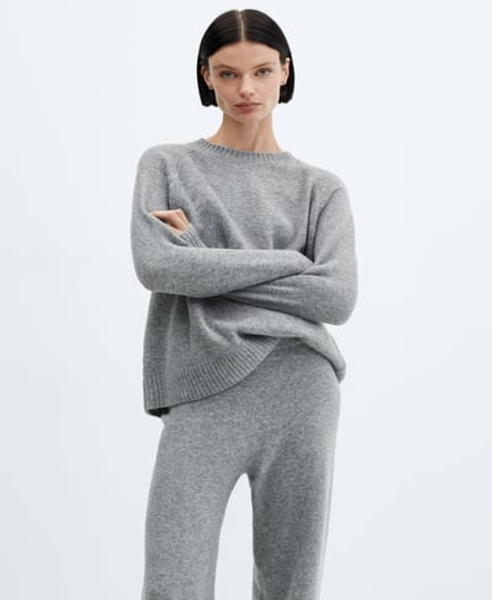 Mango Women's Long Knitted Pants - Gray