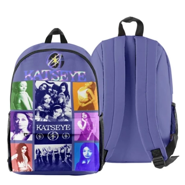 KATSEYE 2025 new Style Merch Backpack Unisex Oxford Backpack with Front Zipper Pocket and Side Mesh