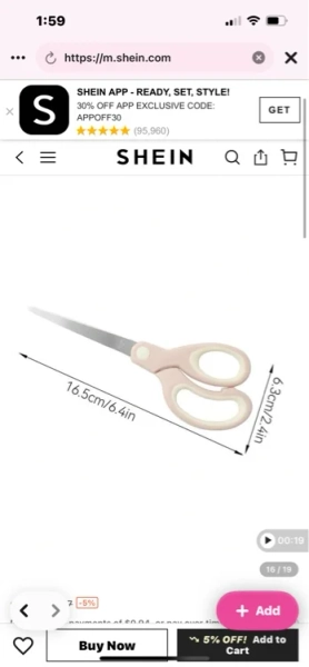 1Pc 6.5" (16.5cm) Multi-Purpose Stainless Steel Scissors For Office And Home Use - Durable, Portable, Multi-Purpose Craft And Paper Cutting Tool With Comfort Grip Handles,Back To School,School Supplies,Christmas,Christmas Paper Cutting,Christmas Packaging Cutting