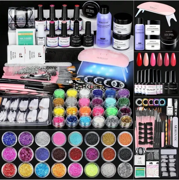 Morovan Acrylic Nail Kit With Everything - For Beginners Acrylic Nail Supplies Gel Nail Polish Kit With U V Light, Nails Kit Acrylic Set Glitter