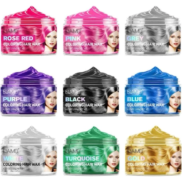ELAIMEI Coloring Hair Wax-120g/box, 9 colors to choose from, quick dye hair wax, bright colors, temporary hair dye mud, DIY hair dye mud, easy to