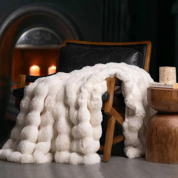 EverGrace Ultra Soft Luxury Fluffy Faux Rabbit Fur Throw Blanket