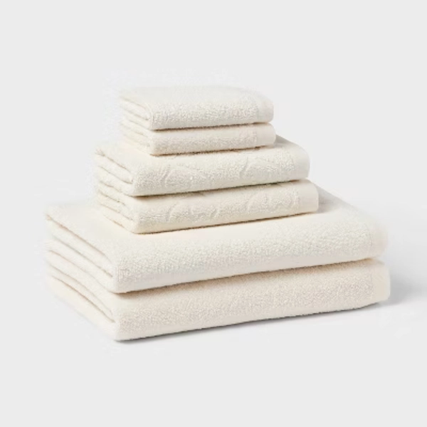 6pc Everyday Bow Dorm Towel Set Ivory - Room Essentials™