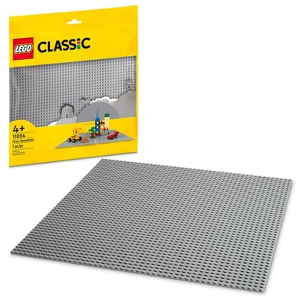 LEGO Classic Gray Baseplate Square 48x48 Stud Foundation to Build, Play, and Display Brick Creations, Great for City Streets, Castle, and Mountain Scenes, 11024 Gray Baseplate Paper package
